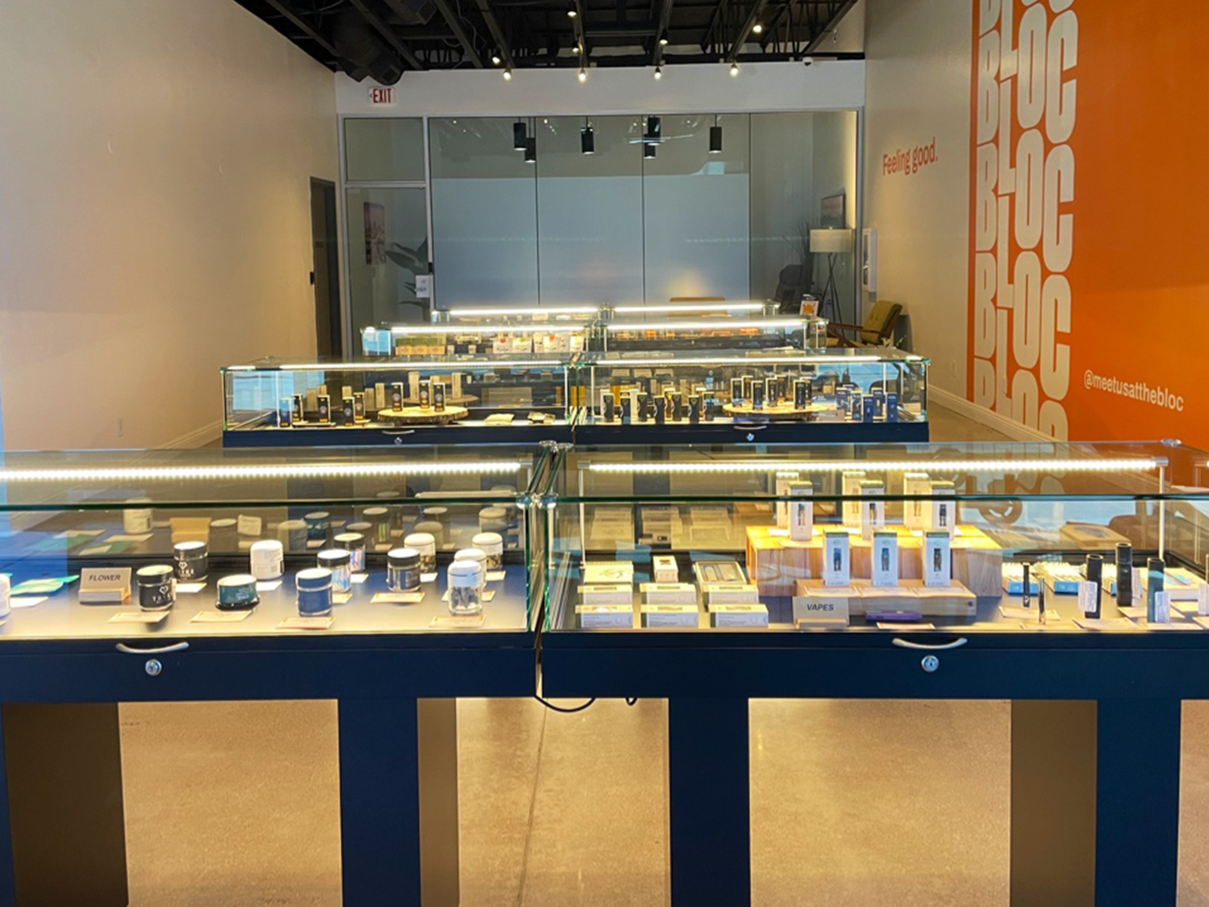 Interior of Sumerset Bloc Store with clean modern interior design and slick display cases